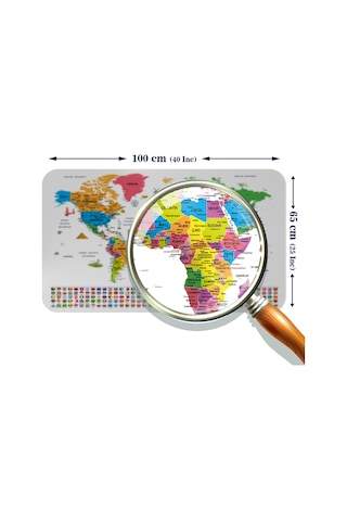 Eğitici - Öğretici Dünya Ve Türkiye Haritası Çocuk Odası Duvar Sticker-60x105-3885 Çok Renkli