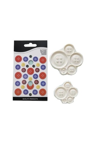 Şeker Hamuru Kalıbı Düğme 2 Li Beyaz