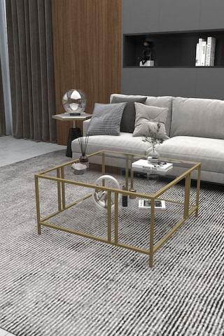 Uranüs Orta Sehpa Gold Şeffaf Cam