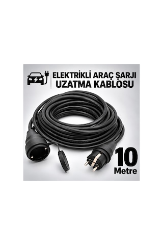 Elektrikli Araç Şarj Cihazları İçin Uzatma Kablosu 3x2.5mm %100 Tam Bakır 10 Metre