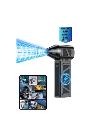 Araç Ev Ve Elektronik Temizliği İçin Güçlü Şarjlı Hava Üfleme Makinesi 130.000 Rpm Turbo Fan Blower