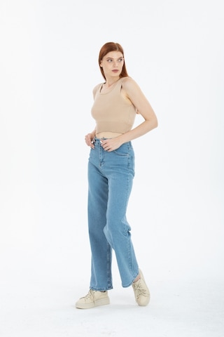90's Kar Yıkama Kar Mavi Likralı Süper Yüksek Bel Wide Leg Salaş Jeans Palazzo Pantolon