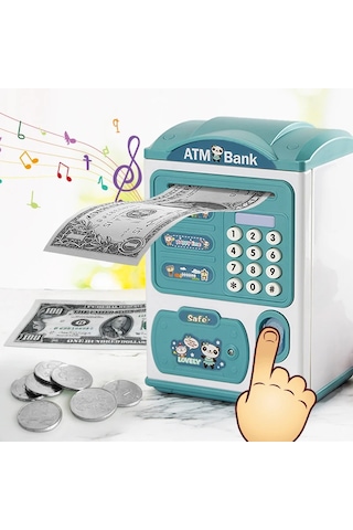 Techtic Kumbara Elektronik Kasa Dijital Para Biriktirme Kasası Mini Atm Makinesi Şifreli Atm Kumbara Sticker Hediye 001