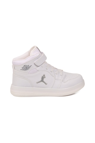 Cool Beyaz Cırtlı Basket Tarzı Bilek Boy Sneaker Erkek Çocuk Spor Ayakkabı Haykat Uzun Air
