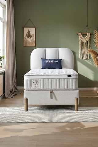 Bohem Prime Tek Kişilik Uyku Seti Pocket Yaylı Yatak, Sandıklı Baza, Başlık 3 Lü Set 120 x 200