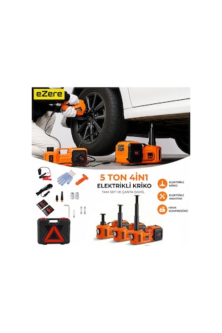 Ezere Powerlift Pro 5 Ton Çok Fonksiyonlu Elektrikli Hidrolik Kriko Lift Kaldırma / Kompresör / Bijon Sökme / Led Işık