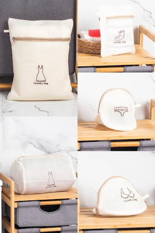 Porsima 3131 5 Parça Çamaşır Yıkama Filesi Fermuarlı Bölmeli Yıkama Filesi Renkli