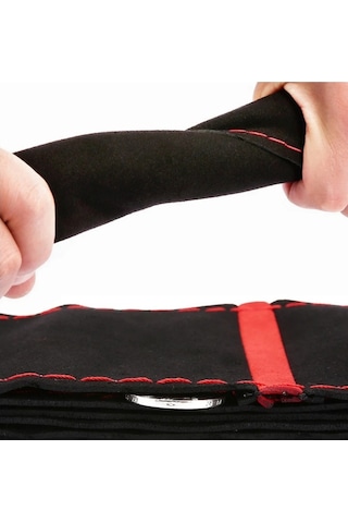 Opel Astra H Dikmeli Direksiyon Kılıfı Alkantra Kırmızı Yüzüklü