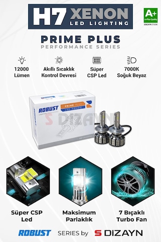 S-dizayn Prime Plus H7 Led Xenon / 45w / 7000k A+ Kalite