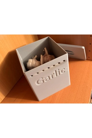 Buradabulabilirsin 3d Baskı Sarımsak Saklama Kutusu Havalandırma Delikli Kapaklı Sarımsak Kabı Mutfak Saklama Kutusu Gri Bbz