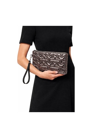 Adelina Bags 3'lü Çanta Paketi Yıldız Desenli Portföy El Çantası Bilek Askılı Clutch Çanta Gold