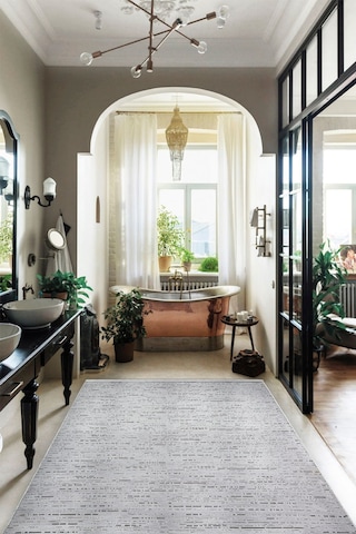 Enti Terrace 8202 Gri Iskandinav Halı Yıkanabilir Kesme Yolluk Koridor Kaymaz Çocuk Odası Açık Gri