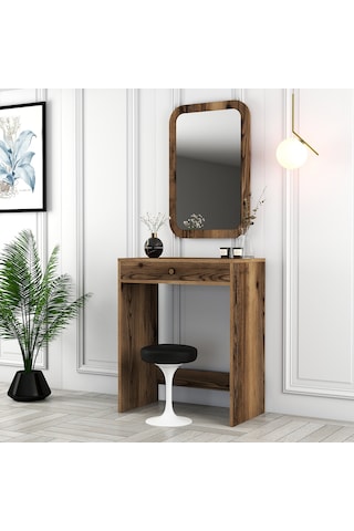 Lizbon Mini Makyaj Masası Aynalı - Ceviz / Ceviz