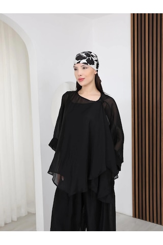 Nazzain Oversize Tül Gömlek Siyah