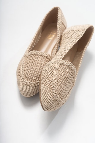 Luvishoes 101 Krem Örme Kadın Babet Ayakkabı Krem