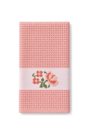 İpekçe Kanaviçe Çiçek İşlemeli Mutfak Havlusu Peçete 1 Li 40x60 Cm Pembe