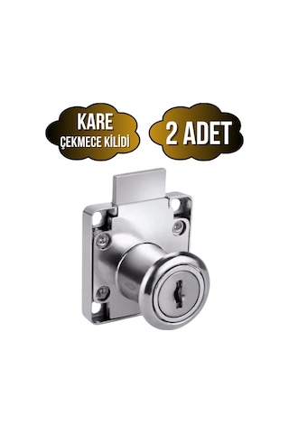 Kare Çekmece Kilidi Anahtarlı Dolap Mobilya Kilidi Kare 2 Adet Krom