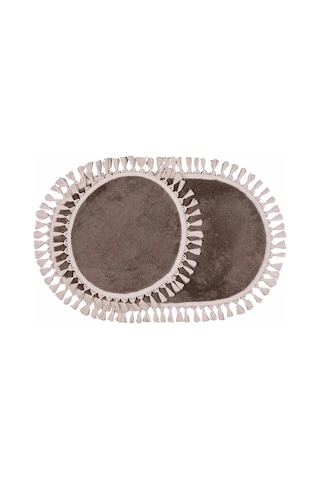 My Evilla Modern Simirna Dekoratif Peluş Oval Ponpon Saçaklı Klozet Takımı 001