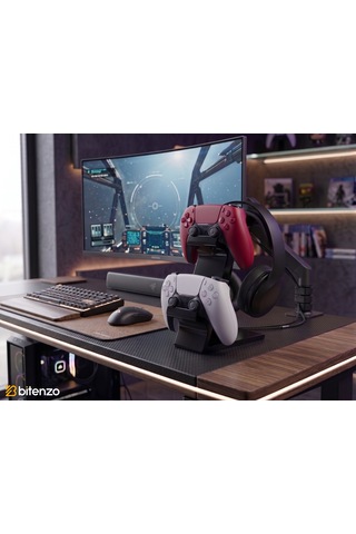 3'lü Oyun Aksesuar Standı Çift Gamepad Ve Kulaklık Tutucu