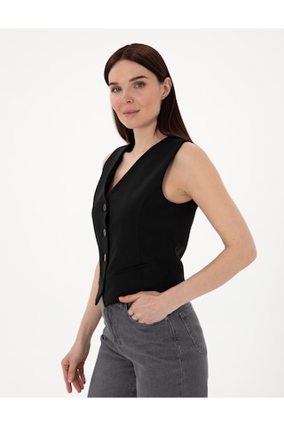 Pierre Cardin Kadın Siyah Yelek Dokuma 50300027-vr046