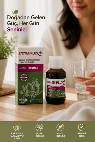 Karagen Plus Oral Sıvı Cam Şişe, Karagen Ve Karamürver İçeren Takviye Edici Gıda 100ml Şişe