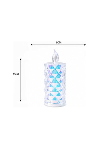 Led Candle Kamp Yakut-13635 Led Mum Y: 9cm Küçük Boy Çap:5cm Pilli Mika Kristal Plastik - 12'li Paket Diğer