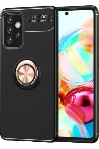 Galaxy Uyumlu A52 Kılıf Zore Ravel Silikon Kapak Siyah-Rose Gold