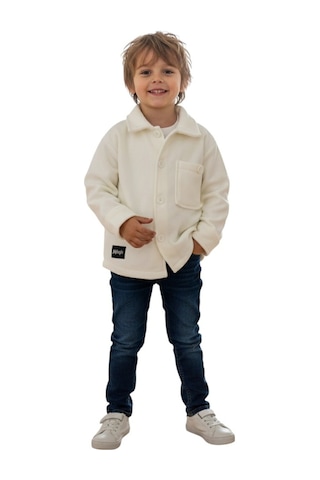 Erdem Kıds Erkek-kız Çocuk Unisex Pamuklu Günlük-casual Kışlık Polar Ceket Gömlek Ekru ekru