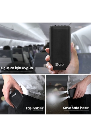 Gar148 10000 Mah Taşınabilir Şarj Cihazı - Dahili 4 Kablo - Hızlı Şarj Usb-a Powerbank Siyah