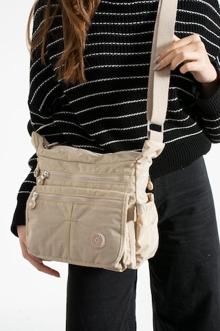 Baginn Klinkır Kadın Postacı Çanta Çok Cepli Kapaklı Model 30 20 Cm Su İtici Çapraz Askılı Postacı Çanta Krem