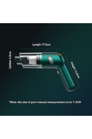 Sones Kbn-010 10000 Pa Deluxe Versiyon Güçlü Araç Akülü El Temizleme Elektrikli Süpürge Koyu Yeşil