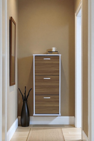 Eliusta Soren 3 Düşer Kapaklı 52 Cm Ceviz Ayakkabılık 52x114x26 Cm Asma 6 Bölmeli Ayakkabılık Ceviz