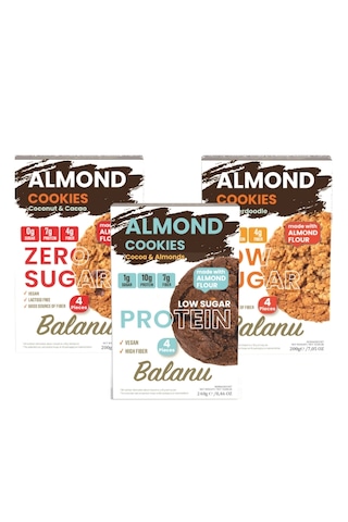Zero Sugar & Low Sugar & Proteinli Badem Unu Kurabiyesi 3lü Set