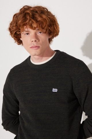 Lee Regular Fit Normal Kesim Bisiklet Yaka Haki Erkek Triko Kazak L212149801 Haki