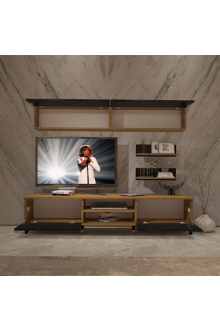 Decoraktiv Eko 5 Mdf Dvd Silver Tv Ünitesi Tv Sehpası Pera - Siyah