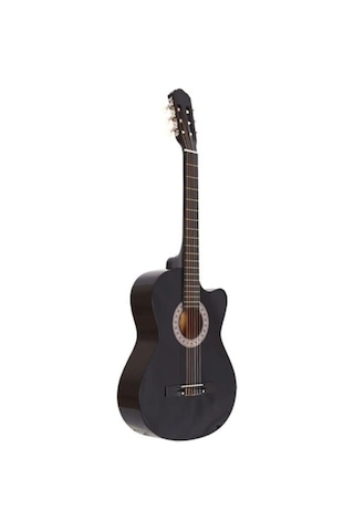 4/4 Kesik Kasa Sap Ayarlı Siyah Klasik Gitar Seti Full Set Siyah