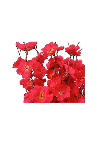 Nettenevime Yapay Çiçek Bahardalı Japon Kiraz Çiçeği 7 Dallı 57 CM Kırmızı