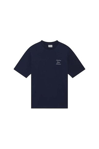 American Rag Cie Navy 100% Pamuk Ribanalı Le T - Shirt: 'not From Paris Madame' Sloganı İle Şık Ve Rahat Lacivert