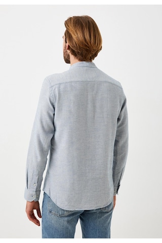 Erkek Gömlek Uzun Kol Mavi Slim Fit Hakim Yaka Ncs Jeans 7114 Mavi