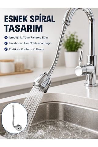 Mey İthalat Çok Fonksiyonlu Musluk Uzatma Aparatı 360 Hareketli Krom Musluk Başlığı
