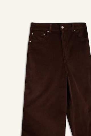 Defacto Wide Leg Fermuarlı Normal Bel Uzun Boy Kadife Pantolon G1221ax25aubn335 Kahve