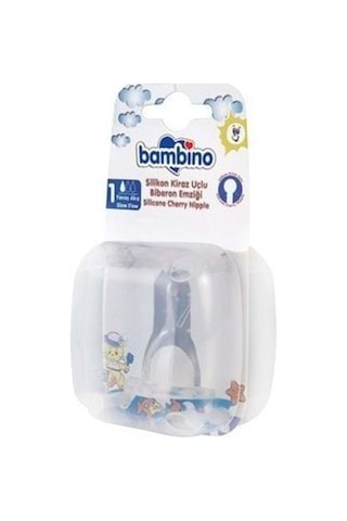 Bambino Silikon Kiraz Uçlu Biberon  Emziği No:2 / Şeffaf / 6-18 Ay