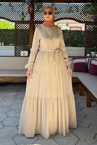 Rabia Şamlı Asil Elbise Bej Normal