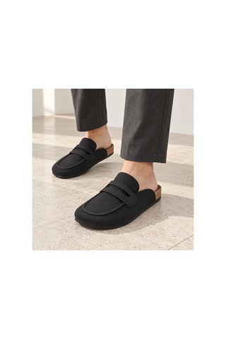 Dad Wolf Dadwolf Naples Wrapped 1029675 Loafer Terlik Mantar Taban Hafif Kaymaz Rahat Arkası Açık Günlük Mako Siyah