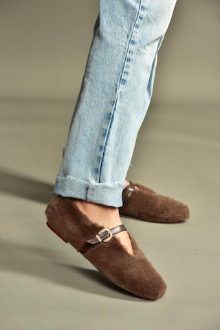 Fox Shoes V820105504 Kahverengi Peluş Günlük Düz Kadın Babet Kahverengi