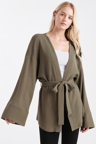 Armonika Kadın Haki Kemerli Triko Kimono Arm-26k001011