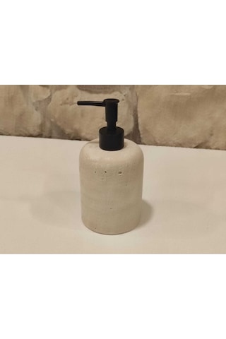 Traverten Doğal Taş Sıvı Sabunluk Mat Siyah Pompalı Gold