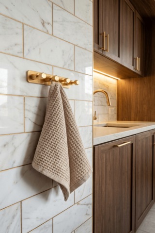 4'lü Premium Gold Alüminyum Banyo Mutfak Havlu Bornoz Askısı Yapışkanlı Altın