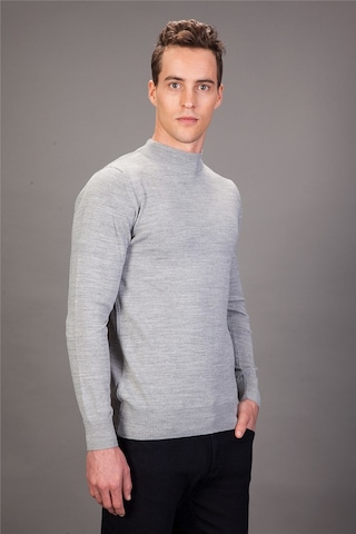 Tudors Slim Fit Dar Kesim Yarım Balıkçı Yaka Düz Erkek Kazak-13640 Gri