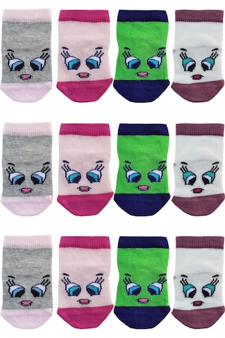 Hepsinerakip 12Li Kız Bebek Soket Çorap Renkli Desenli Eğlenceli